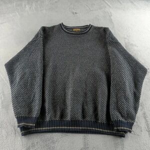 Woolrich Sweater Mens 2XL Blue Waffle Birdseye Knit Crewneck Pullover Made USA